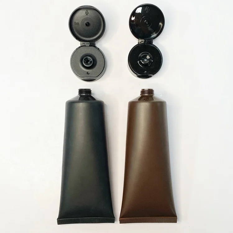 120g 150g 200g 250g Empty Plastic Facial Cleanser Scrub Butter Matte Black Soft Cosmetic Lotion Squeeze Tube for Cream