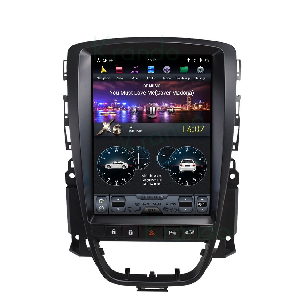 Krando Head Unit Android Auto 12.0 Car Radio For Opel astra j 2009 - 2013 Car Autoradio Multimedia Navigation Radio  GPS Player