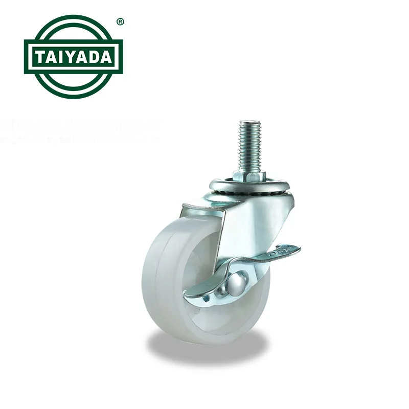 furniture caster wheel PP castor manufacturer 1.5-3 inch threaded stem with brakefor display shelf  and office chair