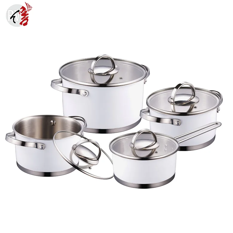 Realwin customized color coating cooking kitchen wares stainless steel cookware set