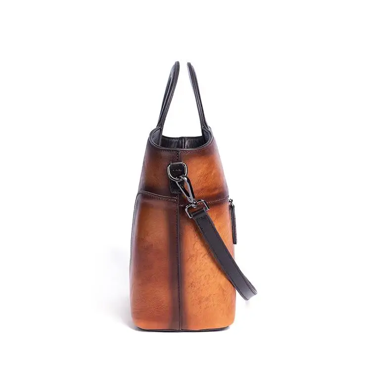 Designer Genuine Leather Handbags Vintage Embossed Large Capacity Shoulder Crossbody Bag Women Leather Bag Handbag