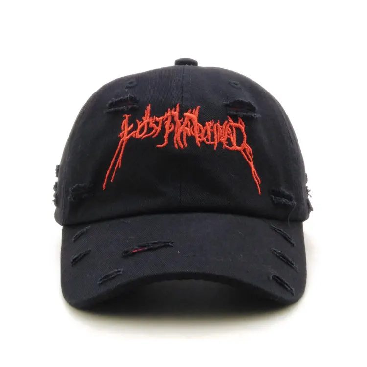 Custom Unstructured Plain Distressed Washed Denim Dad Hat and Cap