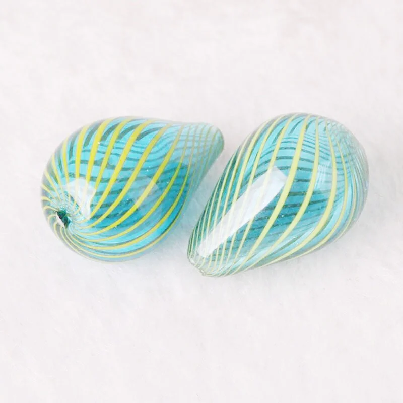 30*14mm Drop Hand blown Hollow Glass Beads Small hole Murano art Crystal glass teardrop beads for Jewelry Making glass