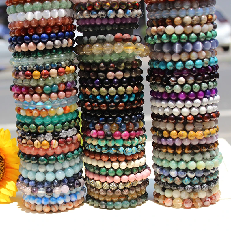 Wholesale Various Natural Crystal Bracelets Healing Beads Jewelry Stretch Bracelet