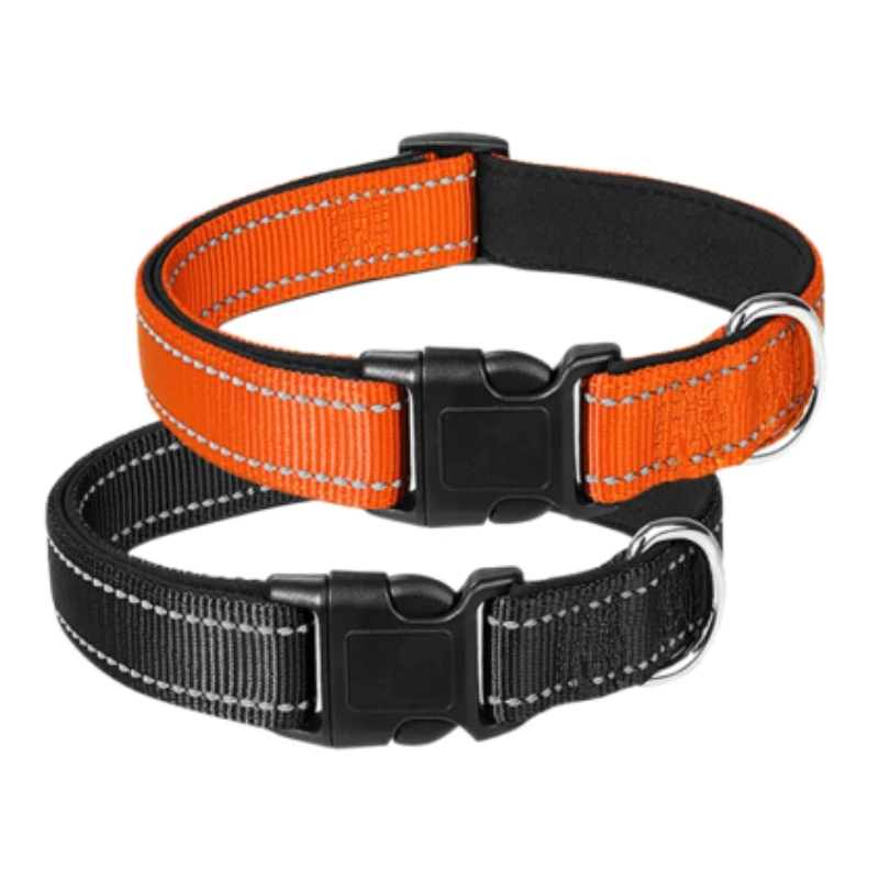 Factory Wholesale Adjustable Reflective Dog Collar Popular Solid Opp Bag+carton Box Reflective Strips 3--5 Days with Soft Padded
