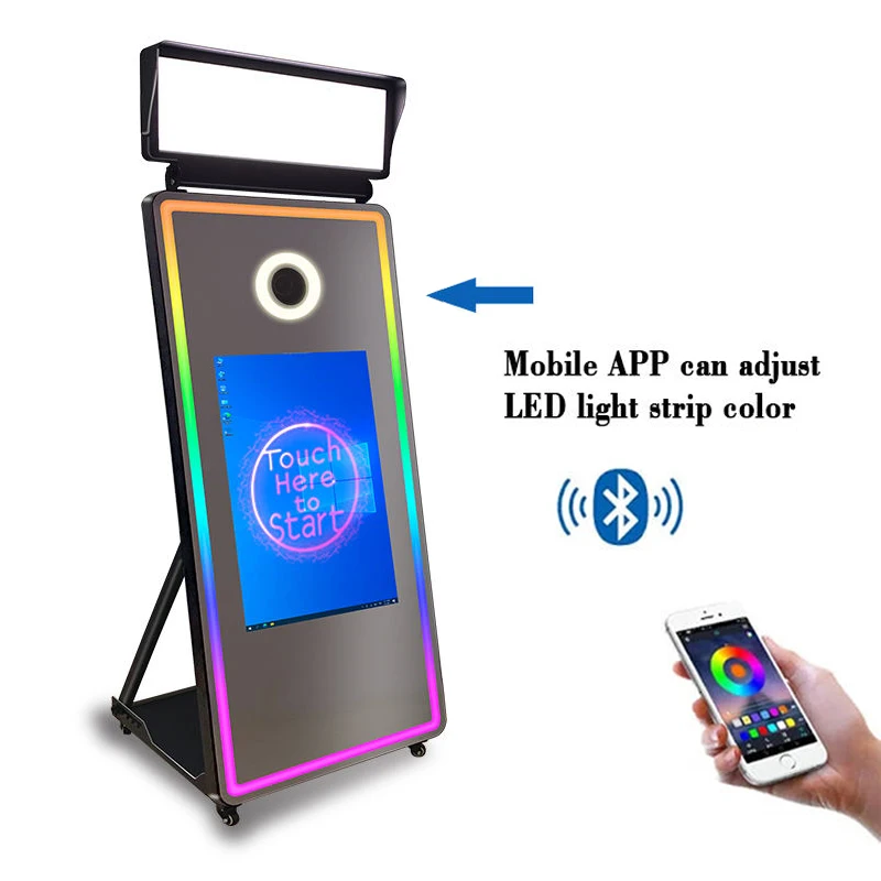 2024 Wholesale Mirror Photo Booth Machine Mini Selfie 40 70 Inch Touch Screen Magic Mirror Photo Booth With Camera And Printer
