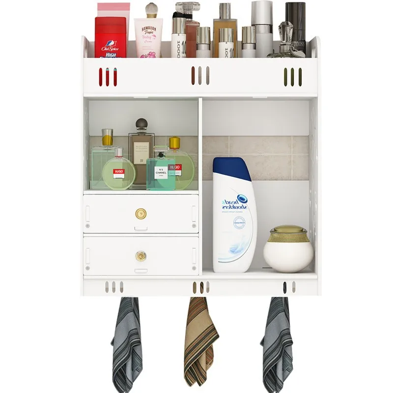 Anti-Rust Toilet PVC Bathroom Shelves Waterproof Adhesive Rack Shelf For Tiny Spaces
