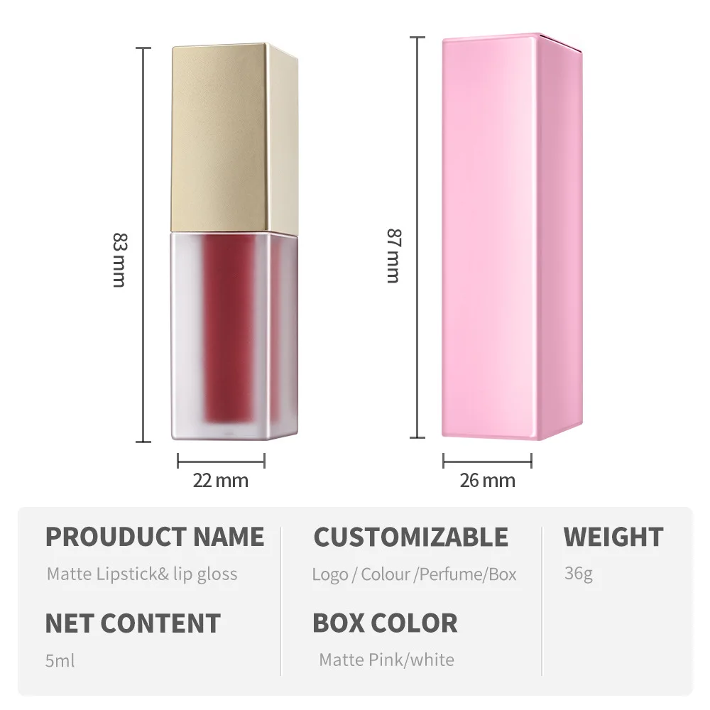 Wholesale Multi-colored Lip Gloss Mirror Lip Gloss Bronzing Gold Frosted Tube Moisturizing Glossy Matte Lip Gloss