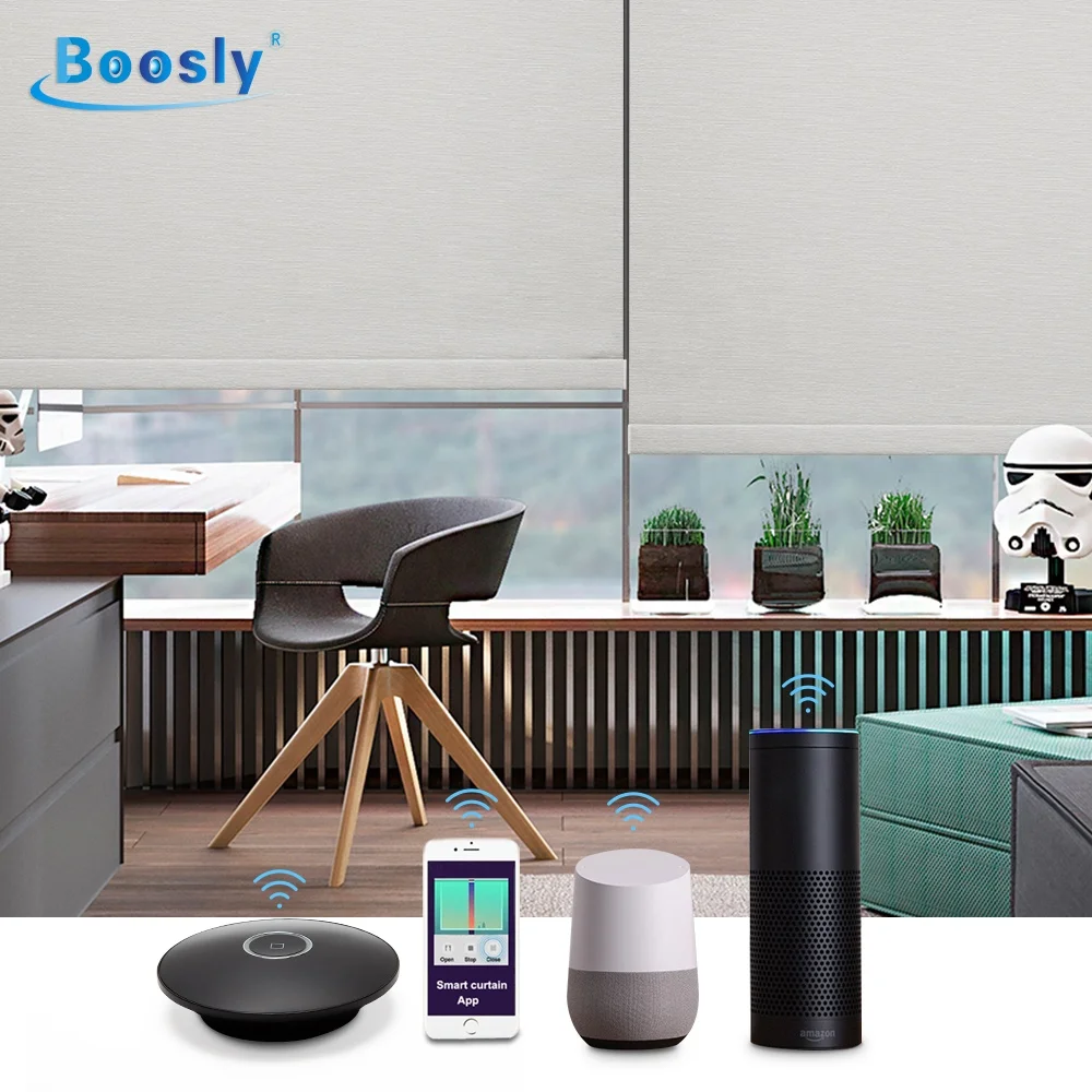 100% Polyester Fabric Spring Roller Blinds For Windows Automatic Remote Control Motoized Roller Blinds For Blackout