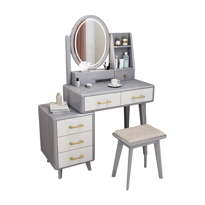 2022 New Arrival Solid Wood Bedroom  Dresser Mirror Dressing Table with Lights
