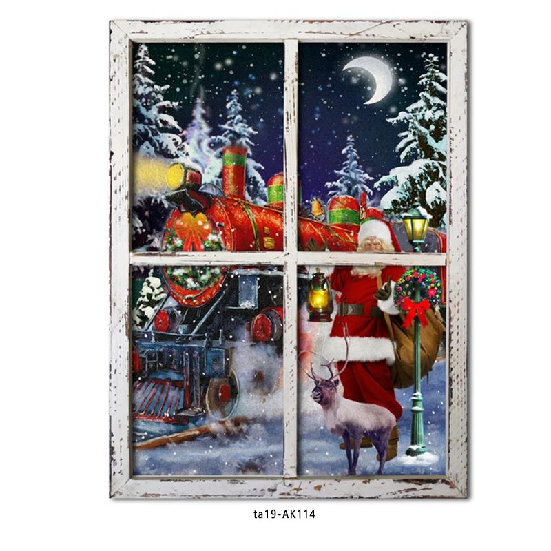 custom Wall Painting Led Canvas Painting for Home Christmas Decoration Car Cross Framed Art Flower Safe Christmas Tree Red