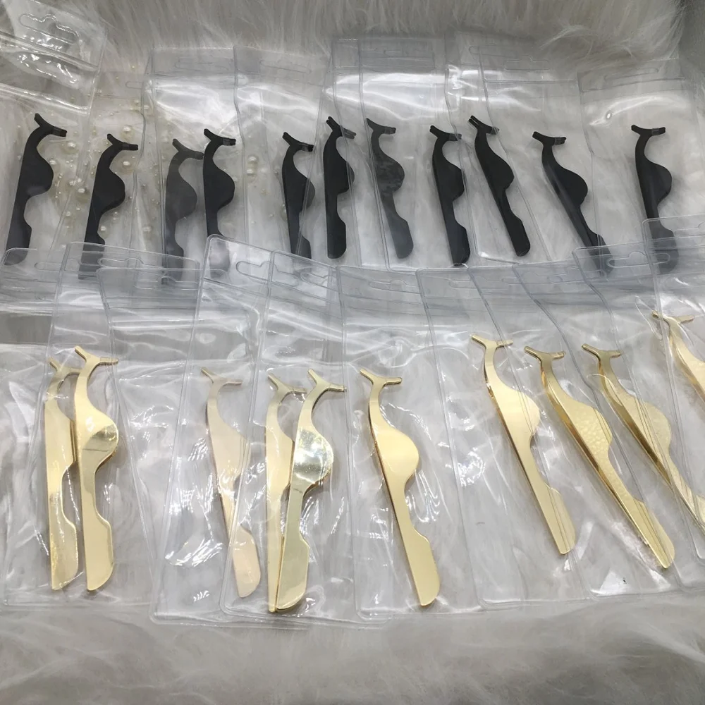 Пинцет для наращивания ресниц, частная торговая марка, пинцет для накладных ресниц, золотой, розовое золото, аппликатор для ресниц с индивидуальной упаковкой