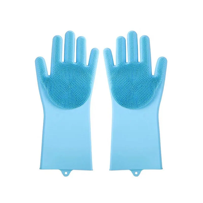 unique kitchen gadgets Dishwashing Cleaning Gloves For Kitchen silicone gloves set single side scrubber pet cleaning gloves