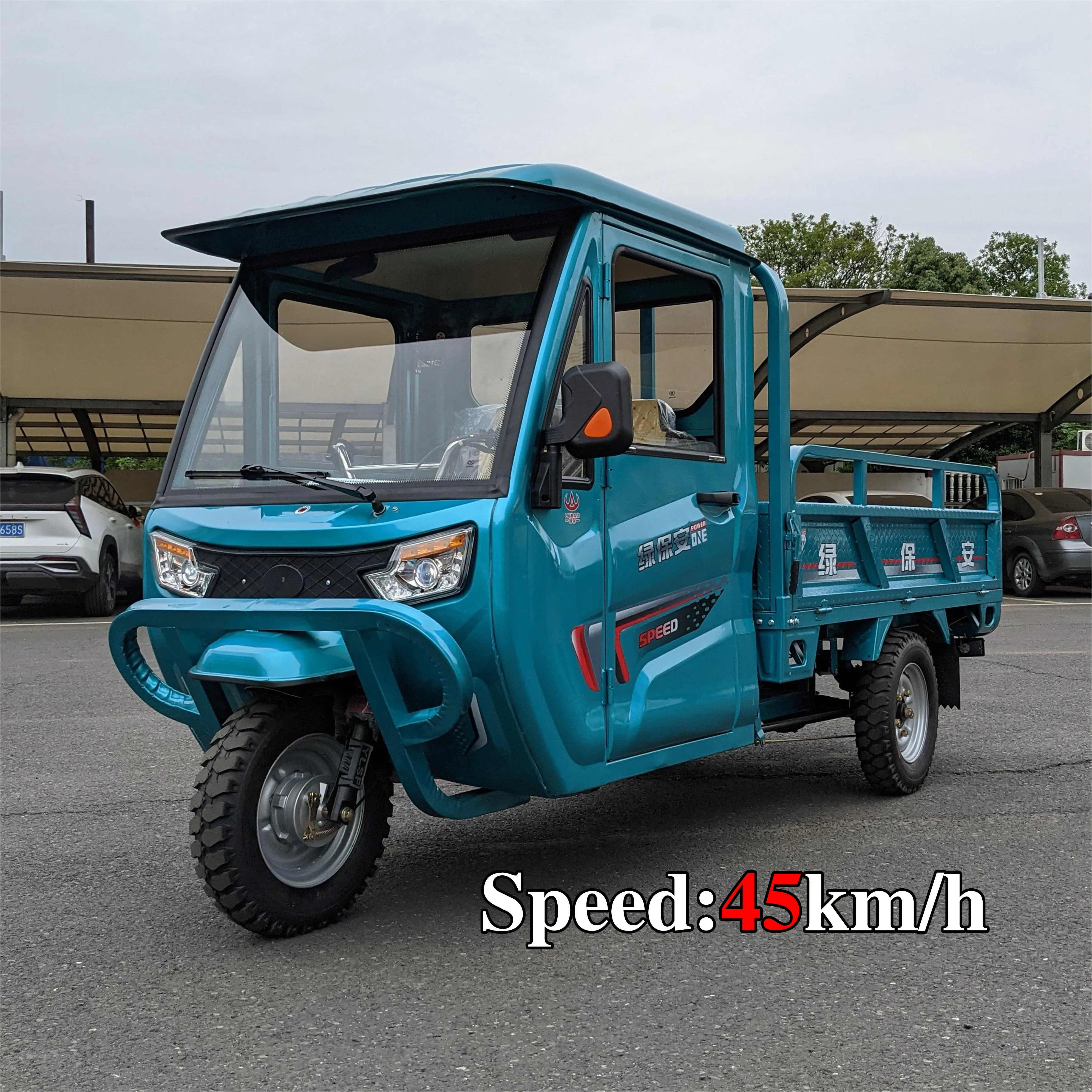 LB-3W6D Двухместный грузовой трехколесный велосипед для продажи Электрический с большой крышей