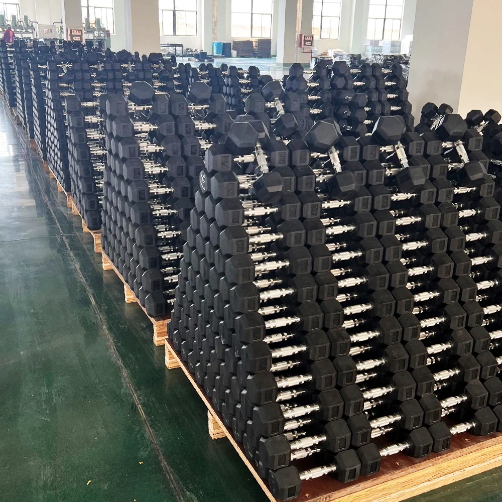 Factory Wholesale Free Weight Dumbells Gym Rubber Hex Hexagon Dumbbell Set LB Buy Online