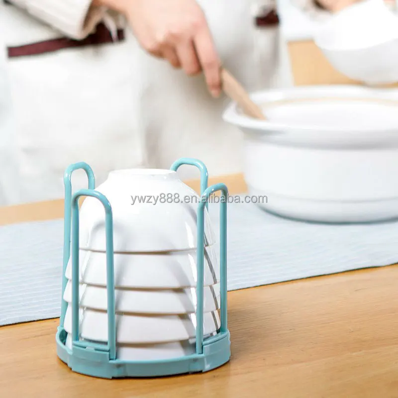 Rotating retractable bowl rack dish rack kitchen shelf plastic draining stove top small bowl storage rack