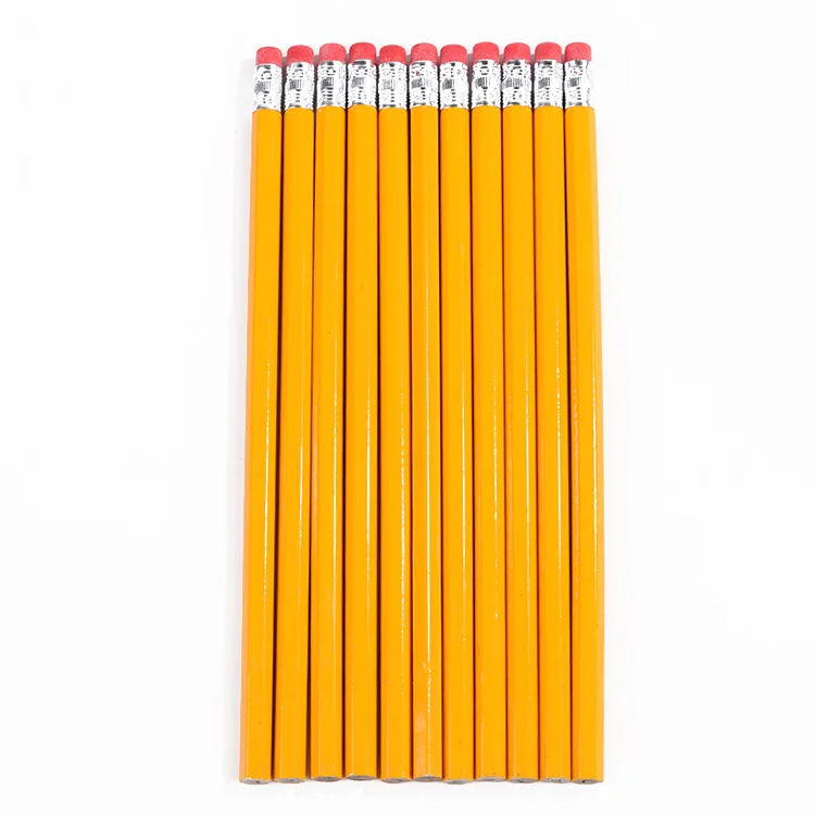 Personalized Custom Office School Classroom Stationery Yellow Pencils Bulk Graphite Wooden Kids Premium Pencils