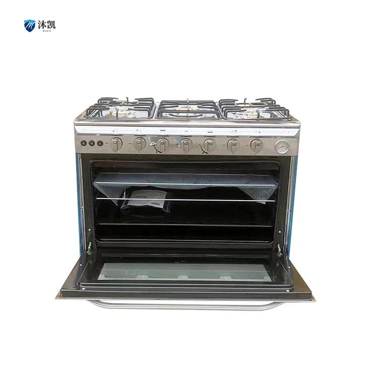 The top of the high-end 5-gas connected oven is a mirror with a thermometer