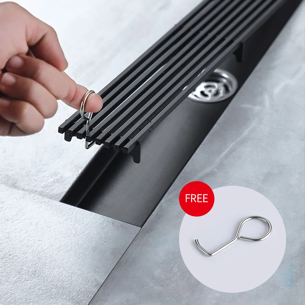 Tile Insert Floor Shower Drain SUS 304 Stainless Steel Long Linear Shower Grate Floor Drain For Bathroom