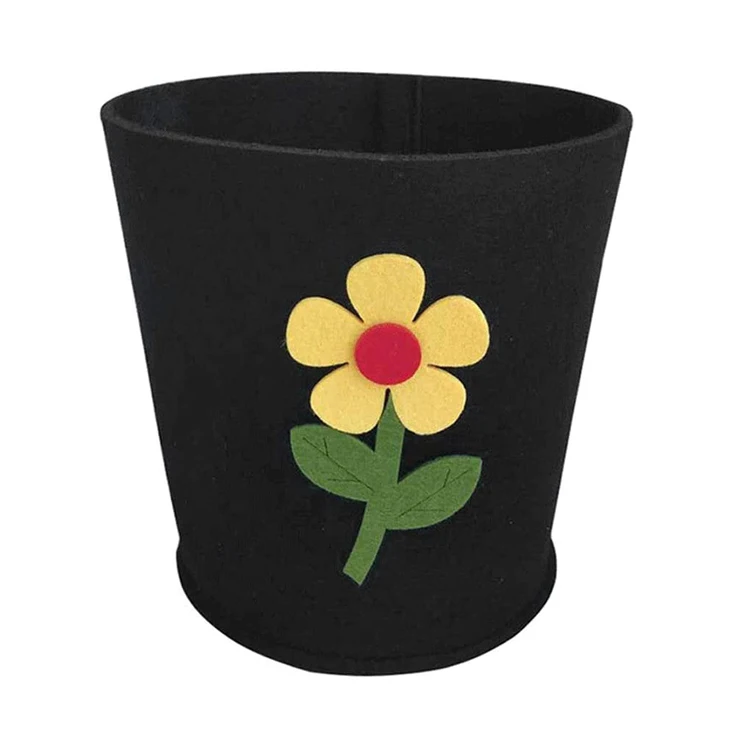 Black felt plant bag with floret pattern tree planting bag Quality thickened plant bags nursery