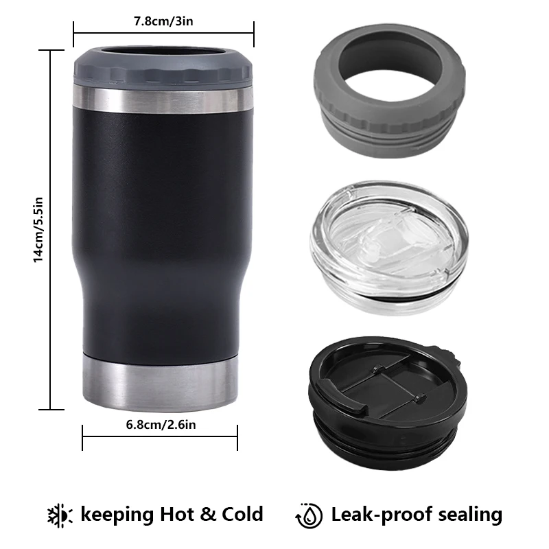 2024 New 14Oz Multi Purpose Stainless Steel Insulator Skinny Beer Can Coolers Tumblers Wholesale Bulk 4 In 1 Can Cooler
