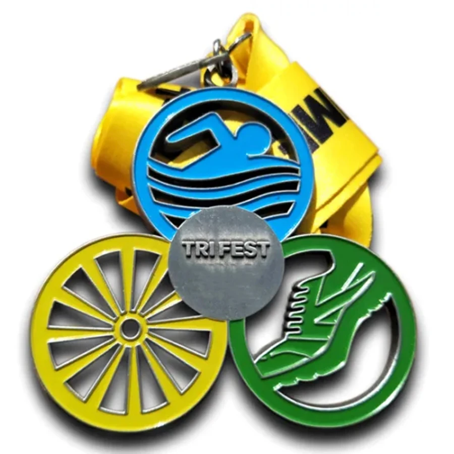 Custom 3D Sports Bronze Metal Medal Zinc Alloy Running Award Metal with Sublimation Ribbon