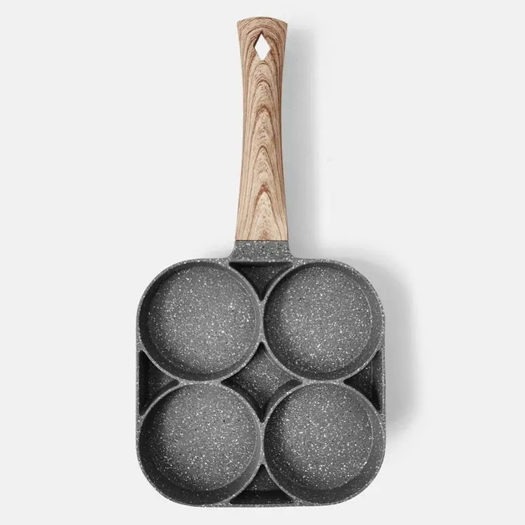 Medical stone four hole frying pan frying pan flat non stick egg dumplings pot home hamburger frying pan four eyes small pot