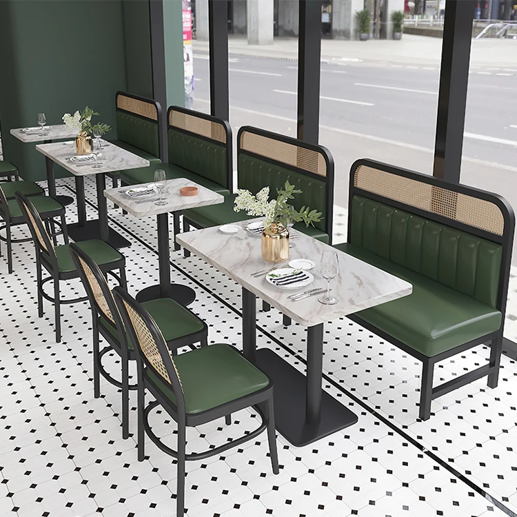 Factory Price Restaurant Sets Canteen Sofa Furniture Booth Leisure Seating Cafe Tables And Chairs Metal Dinner Furniture Set