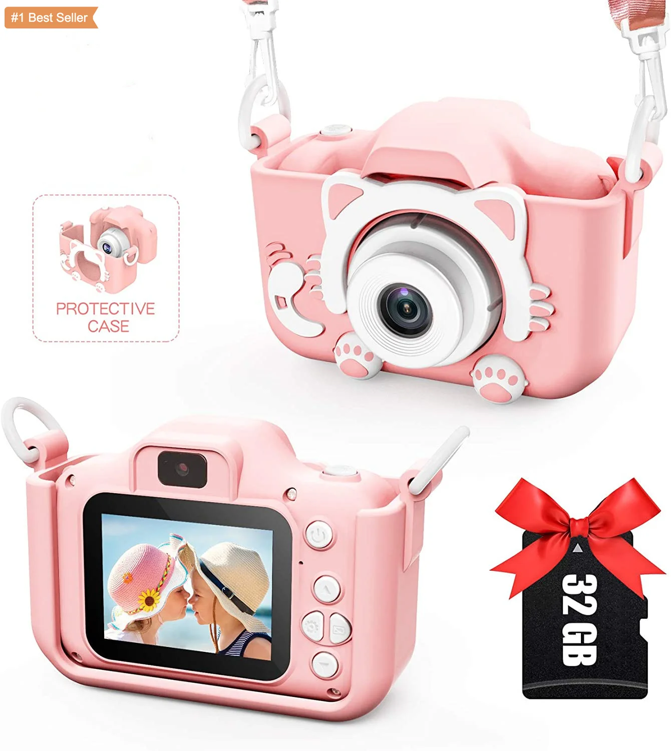 Customization 1080P HD Camcorder Digital Cute Toy Cat Dog Unicorn Silicone Case Children Camera Toys Selfie Toddler Kids Camera