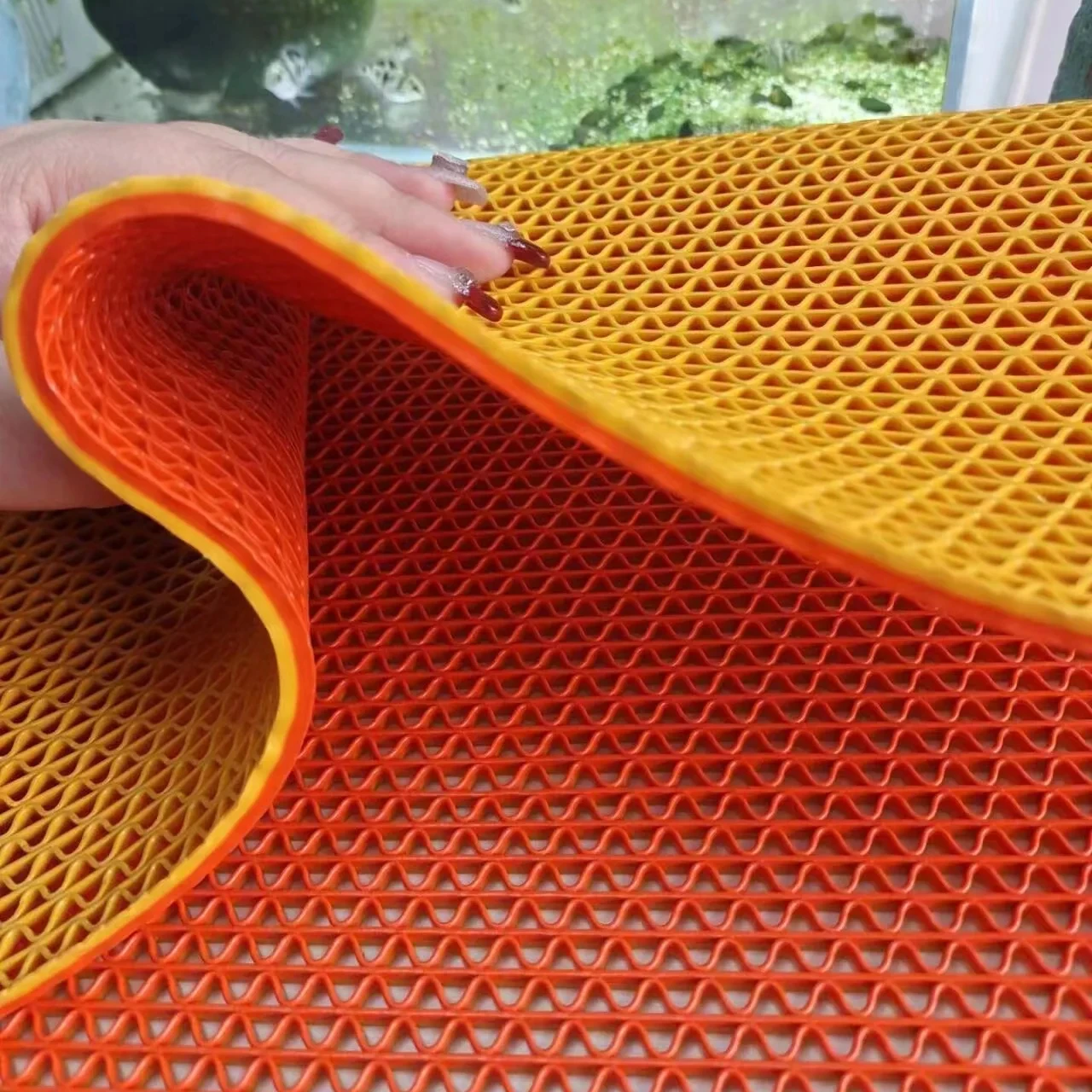 Drainage Mat for Floor Non Slip Commercial Matting Thick PVC Wet Area Carpet Indoor Outdoor S-Shaped Rubber Floor Tile Mat