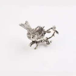 Metal Pewter Song Bird Vintage Napkin Rings For Table Decoration