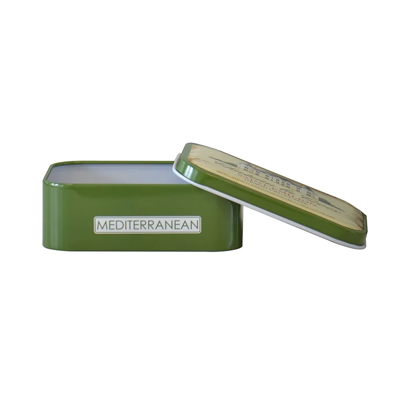 hot selling high quality small green Iron rectangular tins can soap candy mini metal tinned boxe candied custom