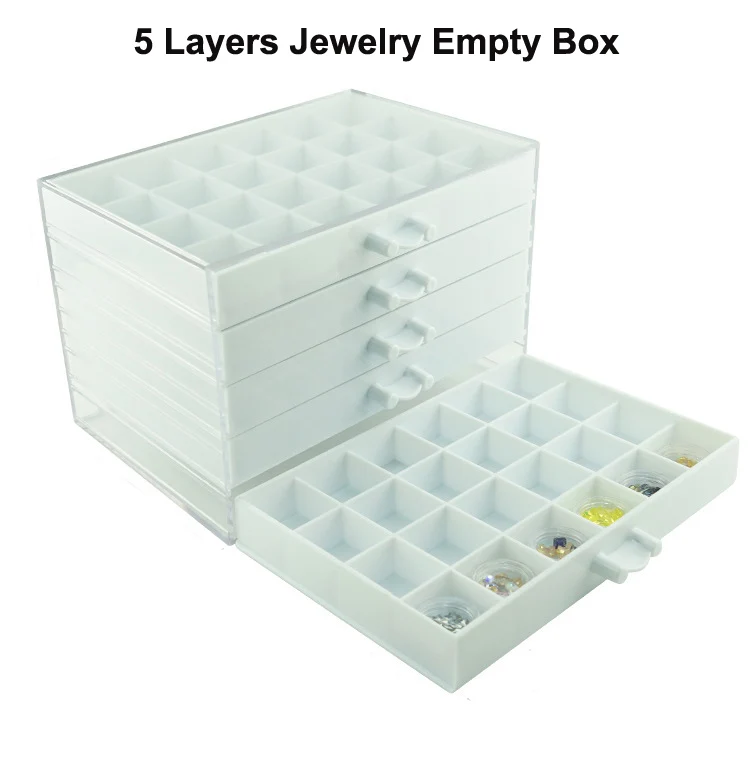 Professional 5 Layers Empty Press On Nail Tip Packaging Jewelry Box