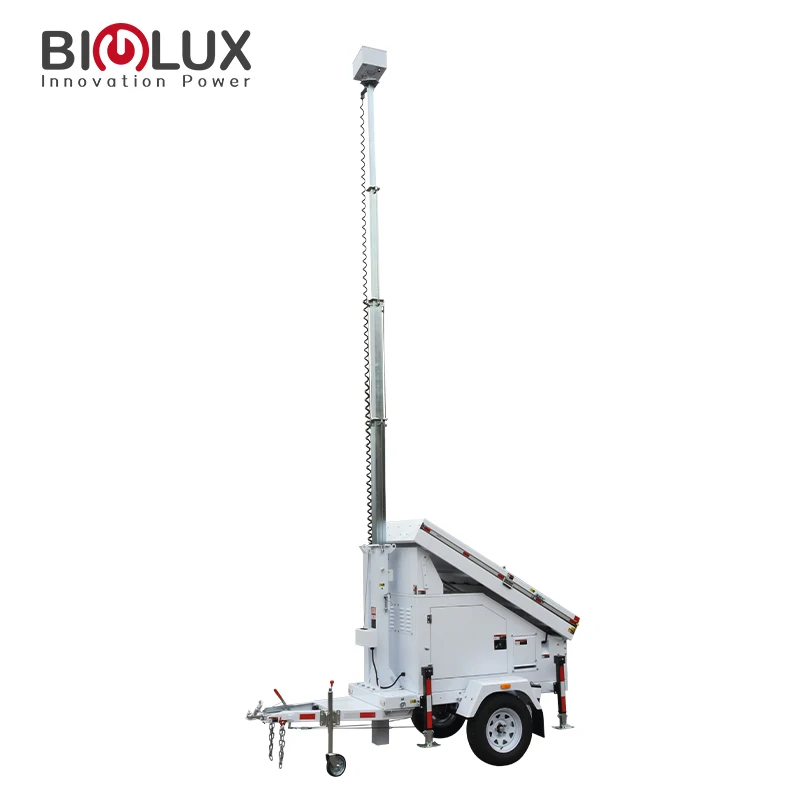 BIGLUX  self-powered solar cctv trailer remote access led light tower off-gird work side video surveillance mobile CCTV  trailer