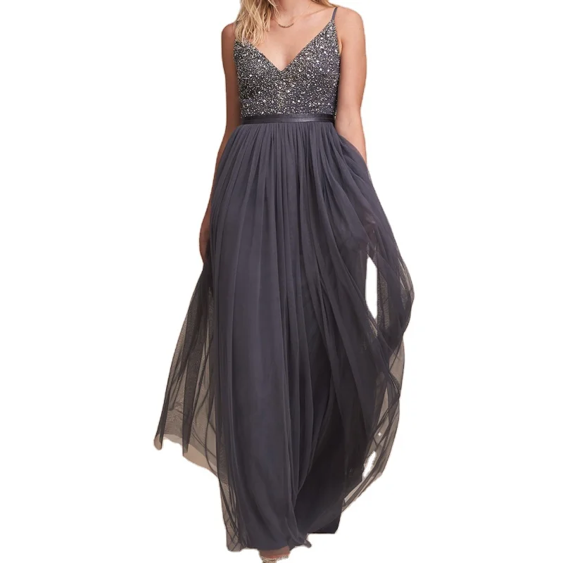 Sleeveless V-Neck Halter Slim Maxi Long Sexy Prom Evening Dress