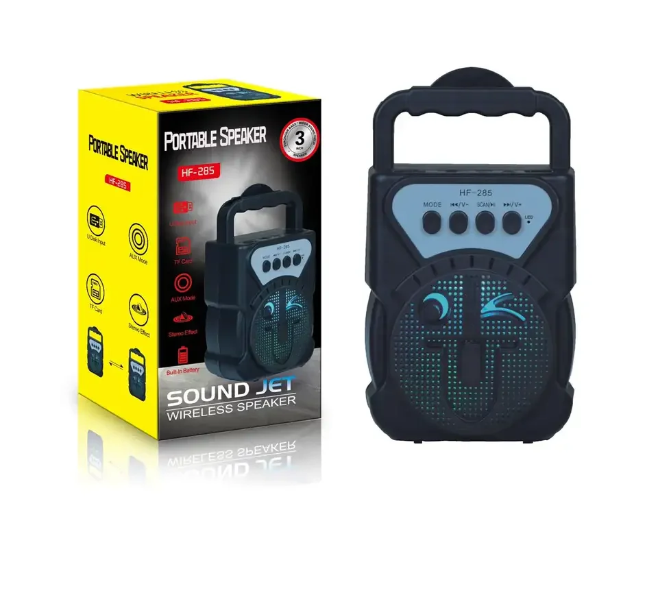 Cost-Effective HF-285 Bluetooth Speaker with FM Radio LED Light Multi-Functional Ports