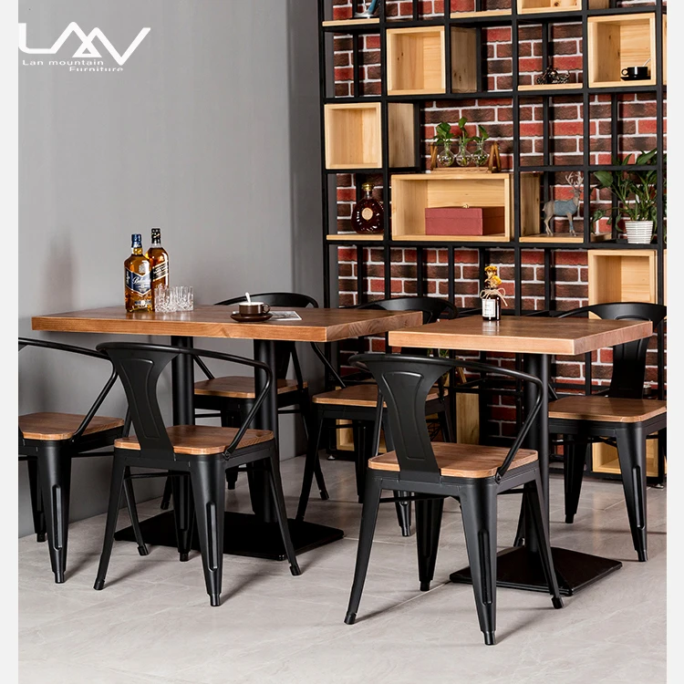 Classical Metal Dining Set Chaise Restaurant Furniture Dining room Table and Chair Sets Coffee Set