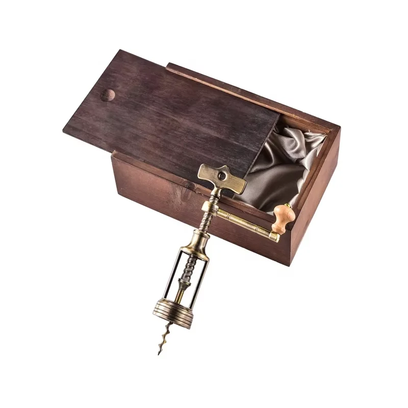 Wine Opener Corkscrew Manual Heavy Duty Zinc Alloy Wine Bottle Opener Antique Corkscrew with Wooden Gift Box