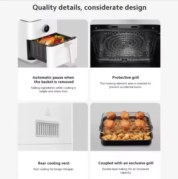 NEW XIAOMI MIJIA Smart Air Fryer 6.5L Tender Roasted Version Black Oven Low Oil Light Fat Fryer Household Large Capacity Ovens