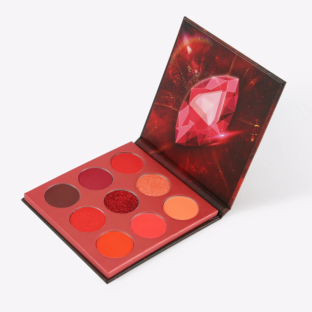 Y0912-3 Docolor 9 Colors Gemstone Shadow Palette Mattes Shimmers Smokey Glitter Colorful Powder Waterproof Makeup Palette-Red