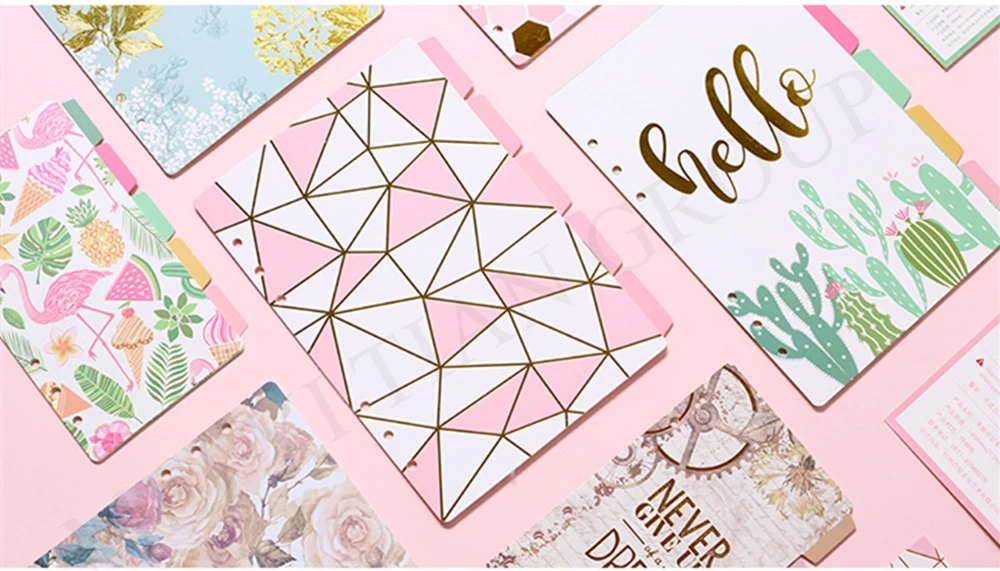 A6 A5 Index Dividers 5-Tabs Loose Leaf Paper Binder Notebook Journal Planner Binders with Inserts Page Folder Shape Design