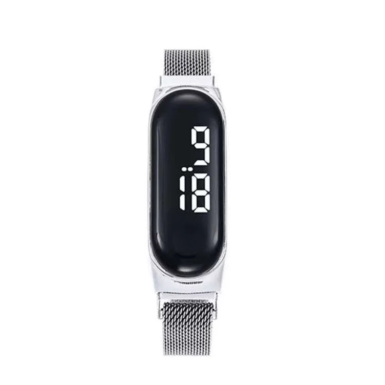 
New Trendy Women Men Milanese Magnetic Strap LED Touch Screen White Light Digital Wrist Watches Waterproof LW-28 