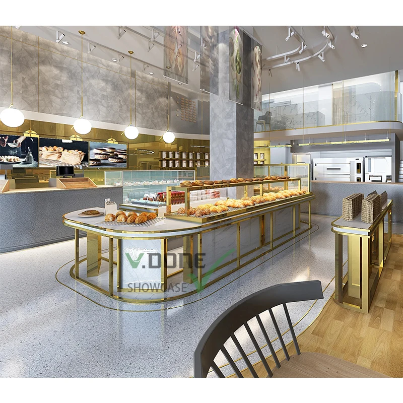 Custom Wooden Cafe Ice Cream Shop Furniture Design Sweets Bubble Tea Shop Interior Design Marble Coffee Shop Counter