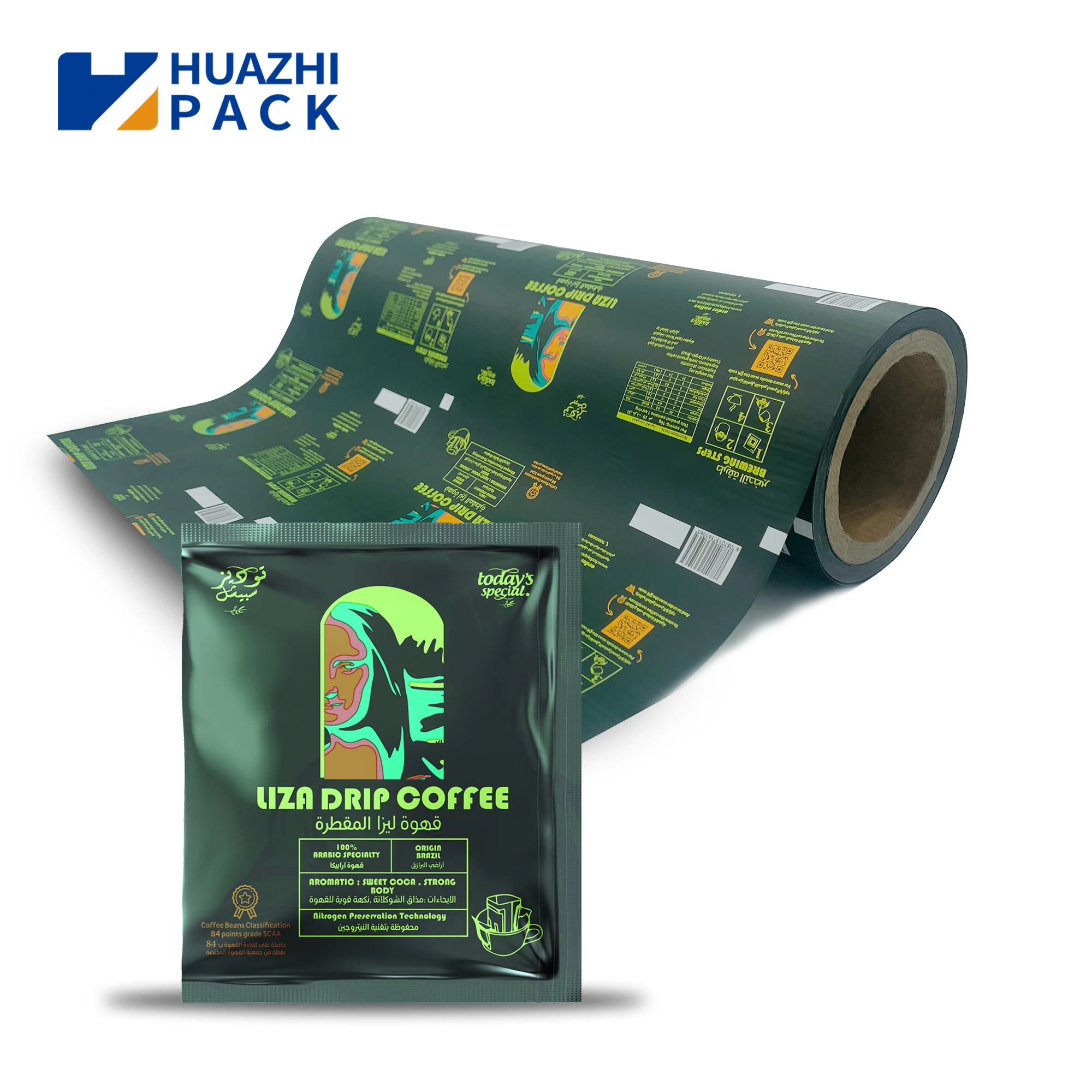 Custom Print Plastic Foil Laminated Heat Sealable Plastic Snack Milk Powder Protein powder Roll Film For Automatic Packing