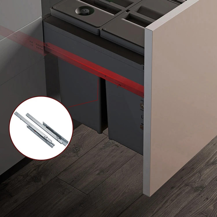 Ronghui мебельной фурнитуры полного выдвижения 3-fold гладкой мягкой близко буфер скрытый слайд для ящика, направляющий рельс для ящика