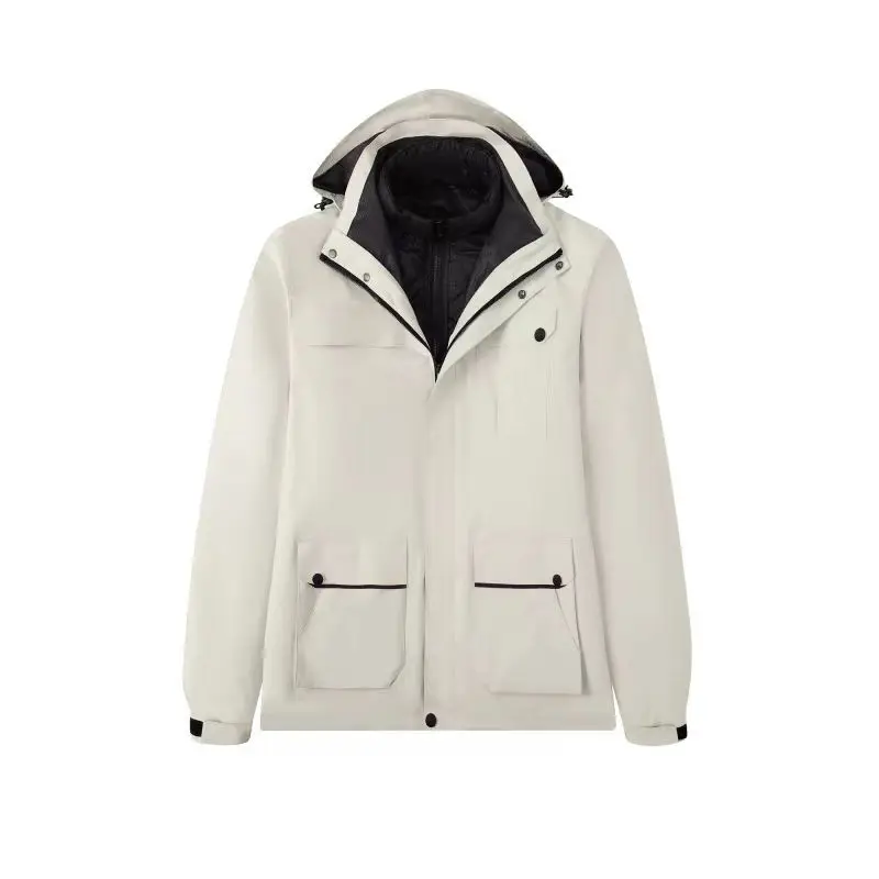 Wholesale custom windbreaker Waterproof stand neck Hooded Rain Coat polar line full zipper Traveling Climbing jacket for men