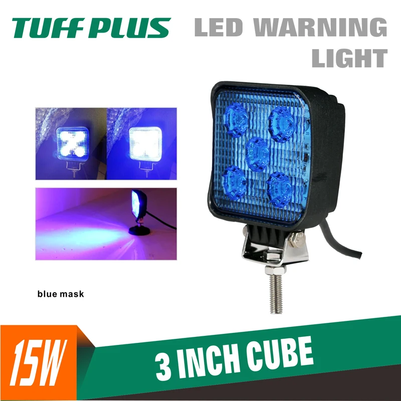 Tuff Plus Wholesaler CE 12V 15W Forklift Excavator Heavy Duty Square Work Light Led Strobe Light