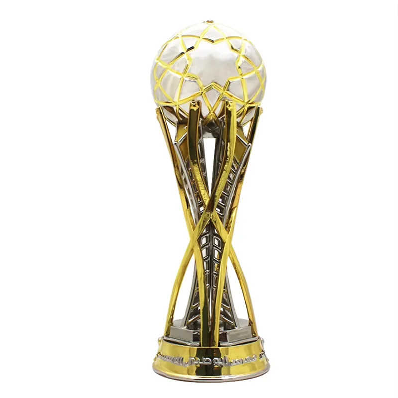 Metal trophy factory double color plating zinc alloy metal logo customized crown football sports award trophy cup
