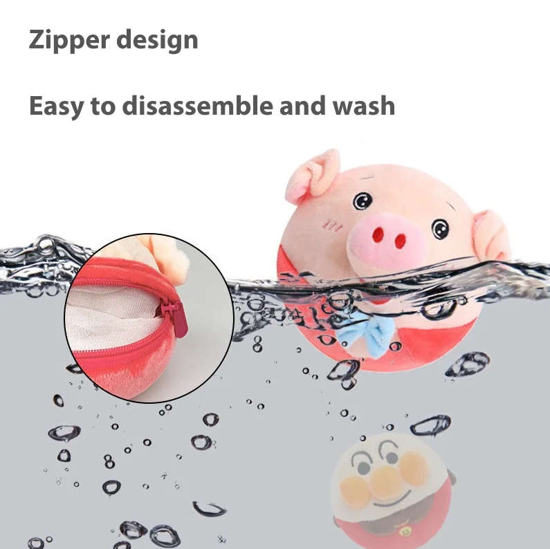Wahlai New USB Rechargeable Cartoon Pig Electronic Interactive Dog Toy Pet Bouncing Ball Active Moving Pet Plush Dog Squeaky Toy