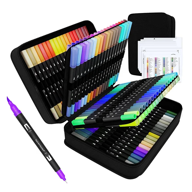 72pcs Double-headed Tip Artist Coloring Marker Set Drawing Art Craft Kit Gift with Premium Case